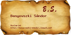 Benyovszki Sándor névjegykártya