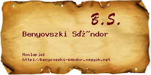 Benyovszki Sándor névjegykártya